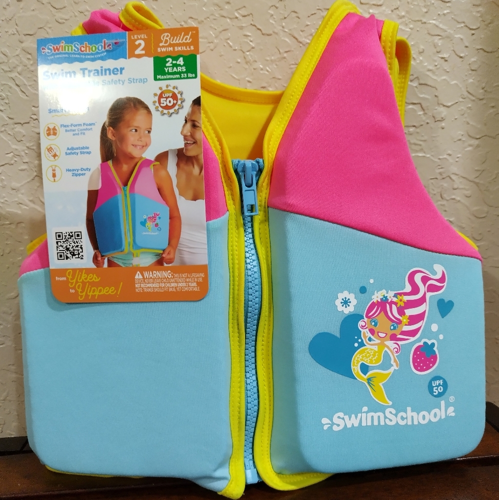 Swim School Swim Trainer Level 2 Life Jacket Vest Mermaid NWT